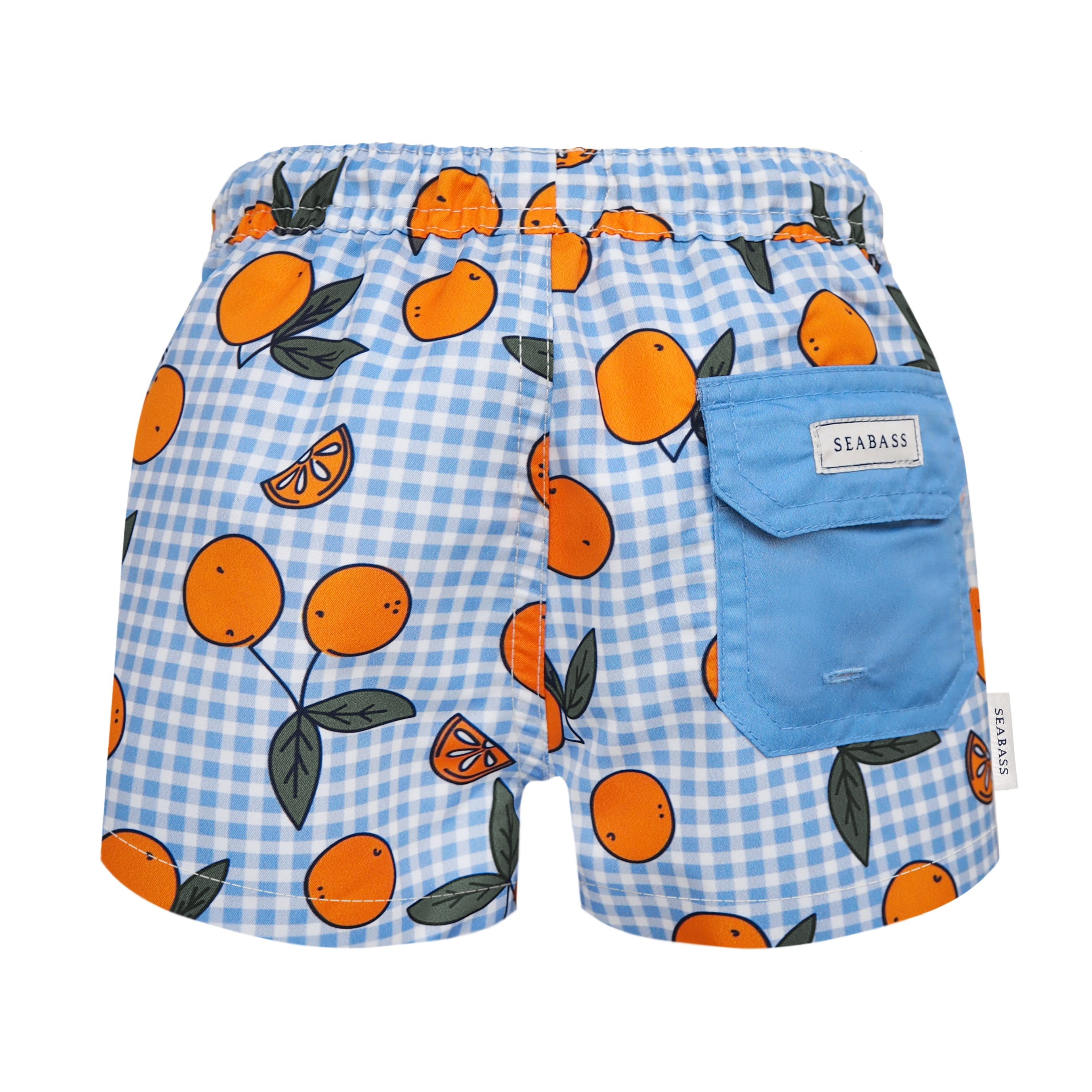 Men UV Swim Short Corsica - orange blue gingham